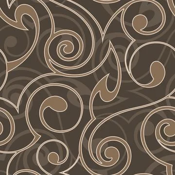 Vector seamless abstract pattern of spirals and abstract shapes in beige tones Stock Illustration