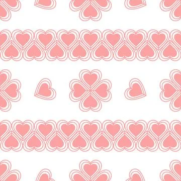 Vector seamless abstract pattern on a white background. Pink hearts. Stock Illustration