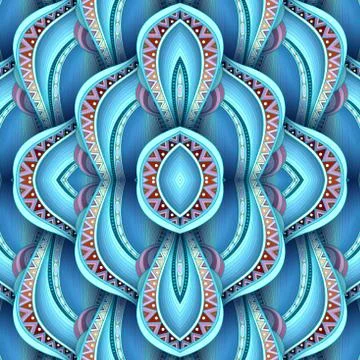 Vector Seamless Abstract Tribal Pattern with Waves Illustrazione stock