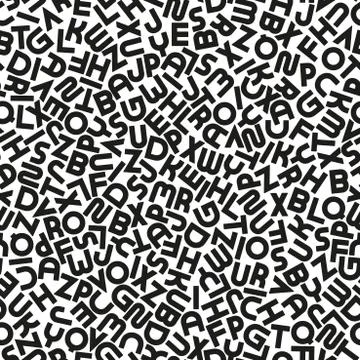 Vector seamless alphabet pattern with black bold latin letters. White repeatable Иллюстрация