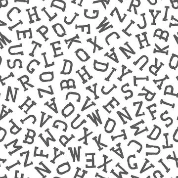 Vector seamless alphabet pattern with mosaic latin letters. White repeatable Иллюстрация