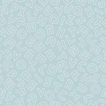 Vector seamless alphabet pattern with outline latin letters. Delicate repeatable 스톡 일러스트