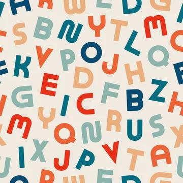 Vector seamless alphabet pattern - retro design. Colorful vintage background Illustrazione stock
