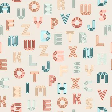 Vector seamless alphabet pattern - retro design. Colorful vintage background イラスト素材