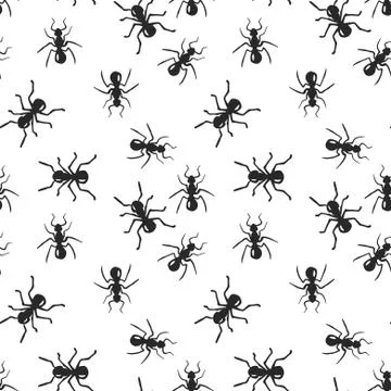 Vector seamless ant colony insect pattern Illustrazione stock