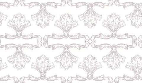 Vector seamless antique pattern with monochrome baroque ornaments 스톡 일러스트