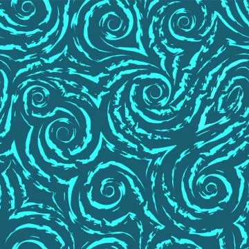 Vector seamless aqua menthe texture in the form of spirals and curls of waves Illustrazione stock