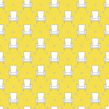 Vector seamless armchair pattern. Stock Illustration