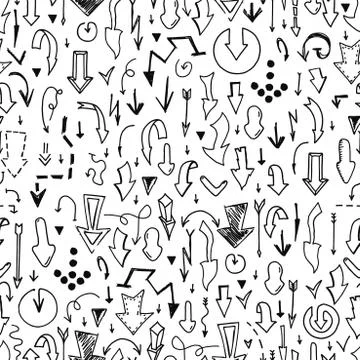 Vector seamless arrow pattern - doodle style, hand drawn design Illustrazione stock