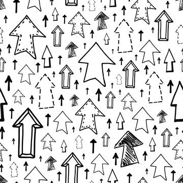 Vector seamless arrow pattern - doodle style, hand drawn design. Creative funky イラスト素材
