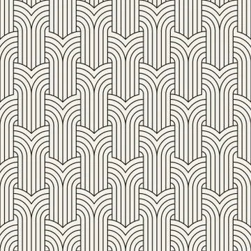 Vector seamless art deco pattern. Repeating abstract background. Black and wh Illustrazione stock