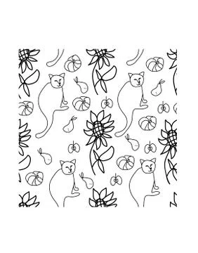 A vector seamless autumn pattern in doodle style. Home print Stock Illustration