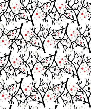 Vector seamless autumn pattern with trees Stock Illustration