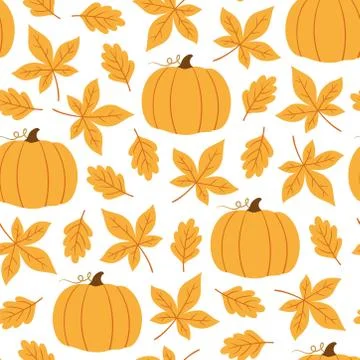 Vector seamless autumn pattern on white background 库存插图