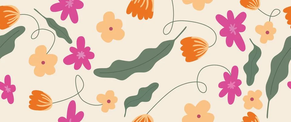 Vector seamless background. Abstract floral pattern. Modern color print on a Illustrazione stock