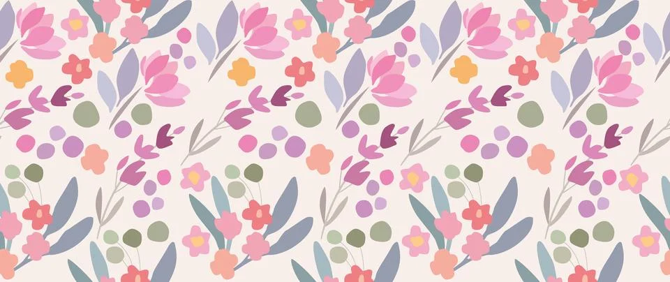 Vector seamless background. Abstract floral pattern. Modern, bright and Stock Illustration
