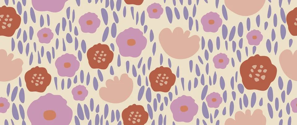 Vector seamless background. Abstract pastel flowers on a light background with Illustrazione stock