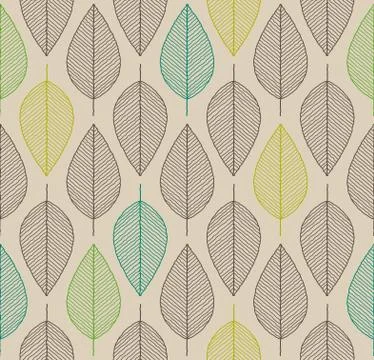 Vector seamless background with autumn colored leaves Stock Illustration