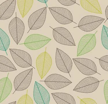 Vector seamless background with autumn colored leaves Stock Illustration