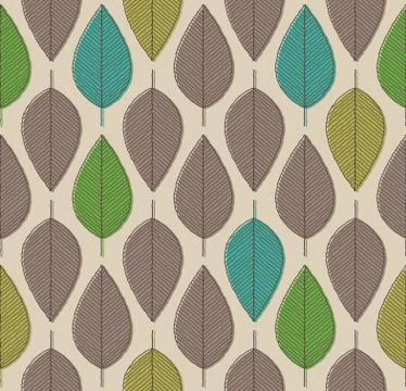 Vector seamless background with autumn colored leaves Stock Illustration