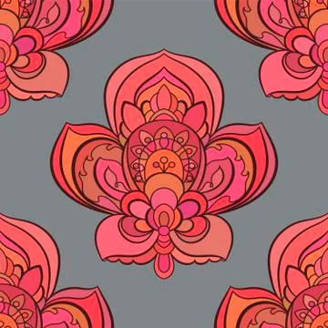 Vector seamless background. Beautiful floral pattern with fantasy flowers Stock Illustration