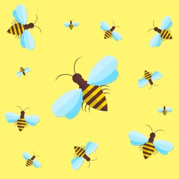 Vector seamless background of bees イラスト素材