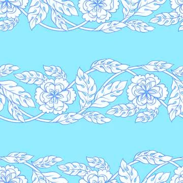 Vector seamless background with borders. Intricate ornament made of twisted Stock Illustration