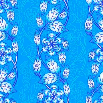 Vector seamless background with borders. Intricate ornament made of twisted Stock Illustration