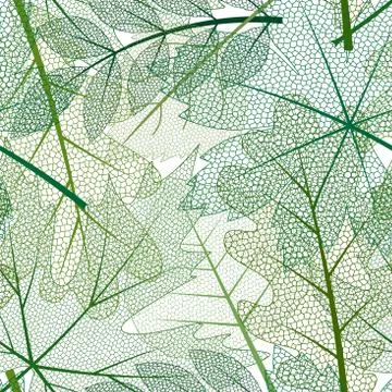 Vector seamless background with colored skeleton leaves Stock Illustration
