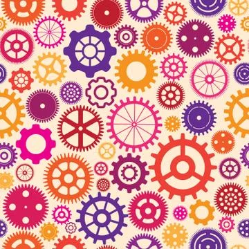 Vector seamless background with colorful cogwheels Stock Illustration