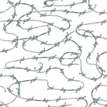 Vector seamless background of curving barbed wire Stock Illustration
