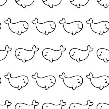 Vector seamless background with cute whales. . Design for fabric, textile, de Stock Illustration