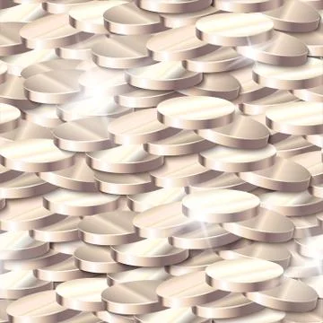 Vector seamless background with depicted platinum stacks of coins. Stock Illustration