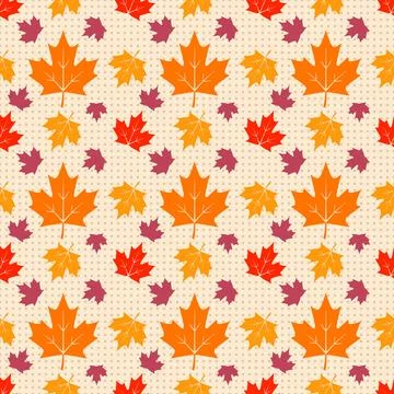 Vector seamless background featuring colorful autumn maple leaves 库存插图