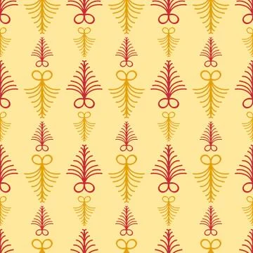 Vector seamless background with fern leaves. Beautiful repeating texture. Red Stock Illustration