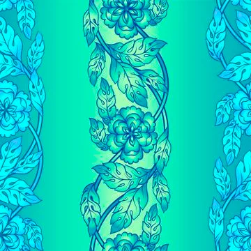 Vector seamless background with floral branches. Intricate ornament made of Stock Illustration