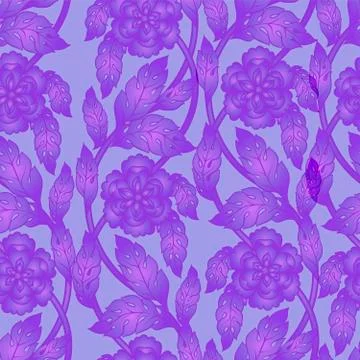 Vector seamless background with floral branches. Intricate ornament made of Stock Illustration