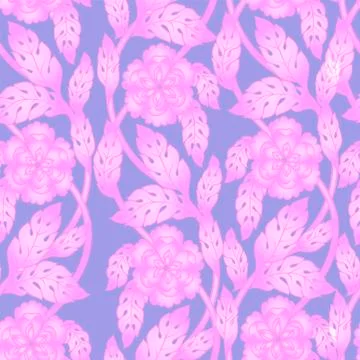 Vector seamless background with floral branches. Intricate ornament made of Stock Illustration