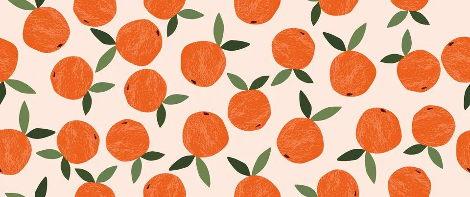 Vector seamless background. Fruit bright pattern. Print of orange oranges with 库存插图
