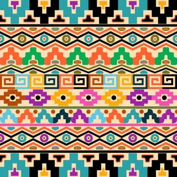 Vector seamless background with geometric ornaments aztec style イラスト素材