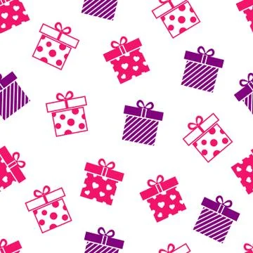 Vector seamless background with gift boxes Stock Illustration