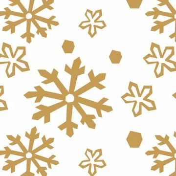 Vector Seamless Background with Gold Snowflakes Stock Illustration
