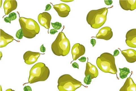 Vector seamless background with green pears. Stock Illustration