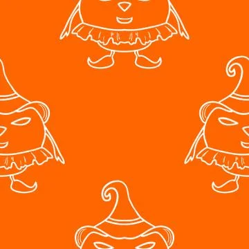 Vector seamless background with halloween pumpkin Stock Illustration