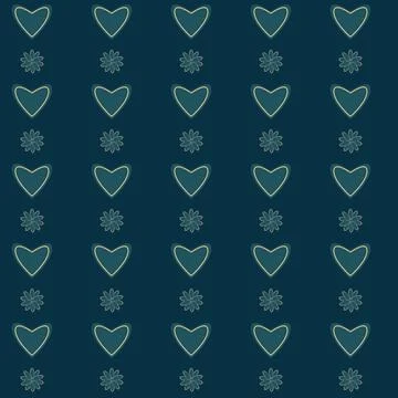Vector seamless background with hearts and flower, stylish and modern. Stock Illustration