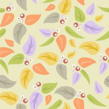 Vector seamless background with leaves and berries Stock-Illustration