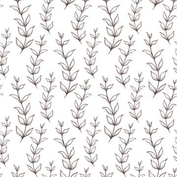 Vector seamless background with leaves. Vintage pattern. Botanic texture. Stock Illustration