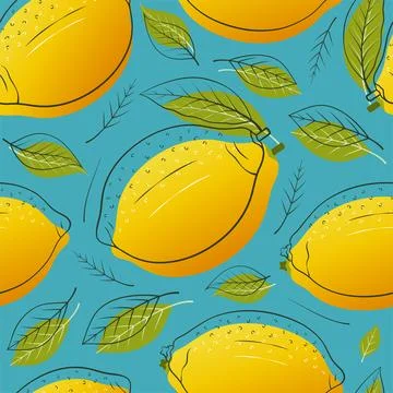 Vector seamless background with lemon fruits Stock Illustration