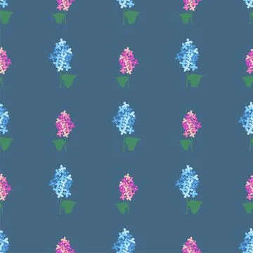 Vector seamless background with lilac flowers. Simple spring pattern Stock Illustration