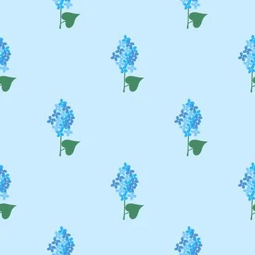 Vector seamless background with lilac flowers. Simple spring pattern Stock Illustration